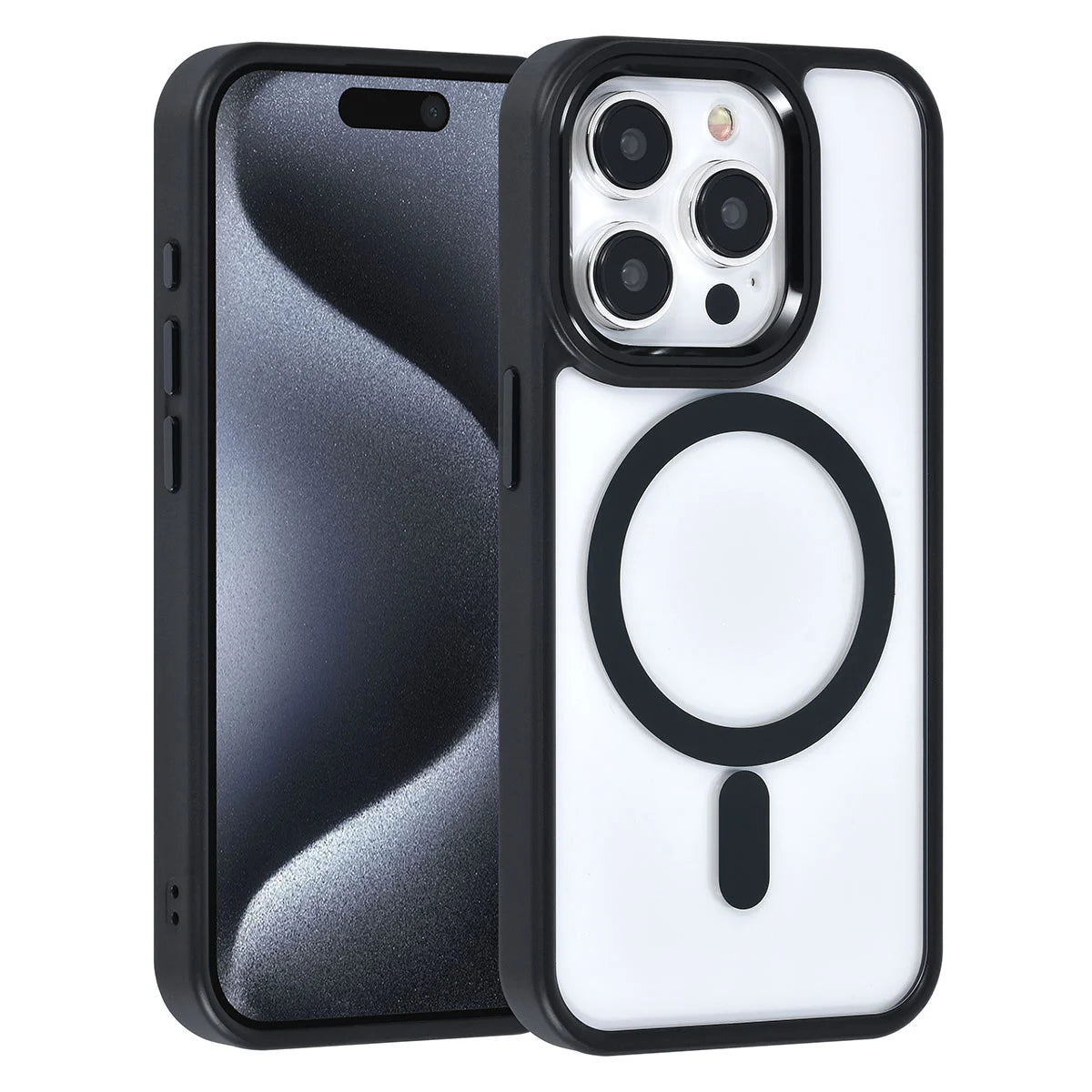 Tuniq iPhone 15 Pro - MagSafe Σκληρή Θήκη με Πλαίσιο Σιλικόνης - Μαύρη / Διάφανη