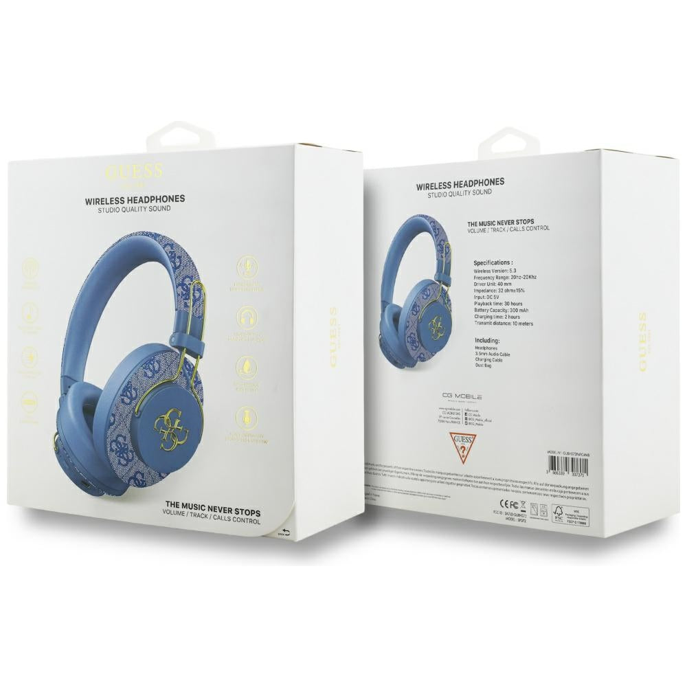 Guess Over-Ear Metal 4G Logo - Ασύρματα Bluetooth Ακουστικά - Blue