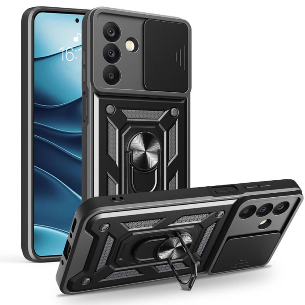 Techsuit Samsung Galaxy A26 5G - CamShield - Σκληρή Θήκη με Προστασία Καμερών και Δαχτυλίδι Συγκράτησης - Black