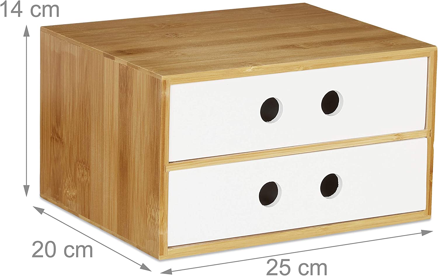 Relaxdays Ξύλινη Βάση Οργάνωσης Γραφείου με 2 Συρτάρια από Bamboo - White / Natural - 4052025902100