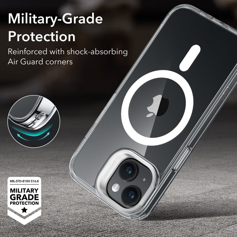 ESR iPhone 15 Classic Kickstand Halolock MagSafe Σκληρή Θήκη με Πλαίσιο Σιλικόνης και Stand - Διάφανη
