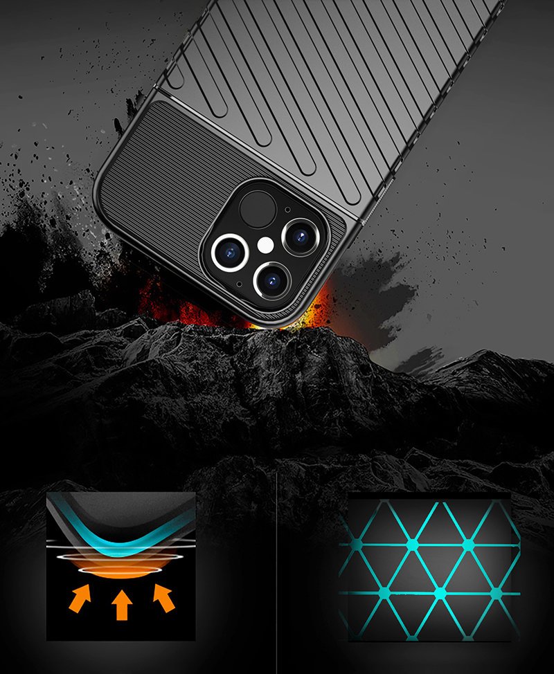 OEM iPhone 12 / iPhone 12 Pro Θήκη Thunder Tough Rugged Armor - Black