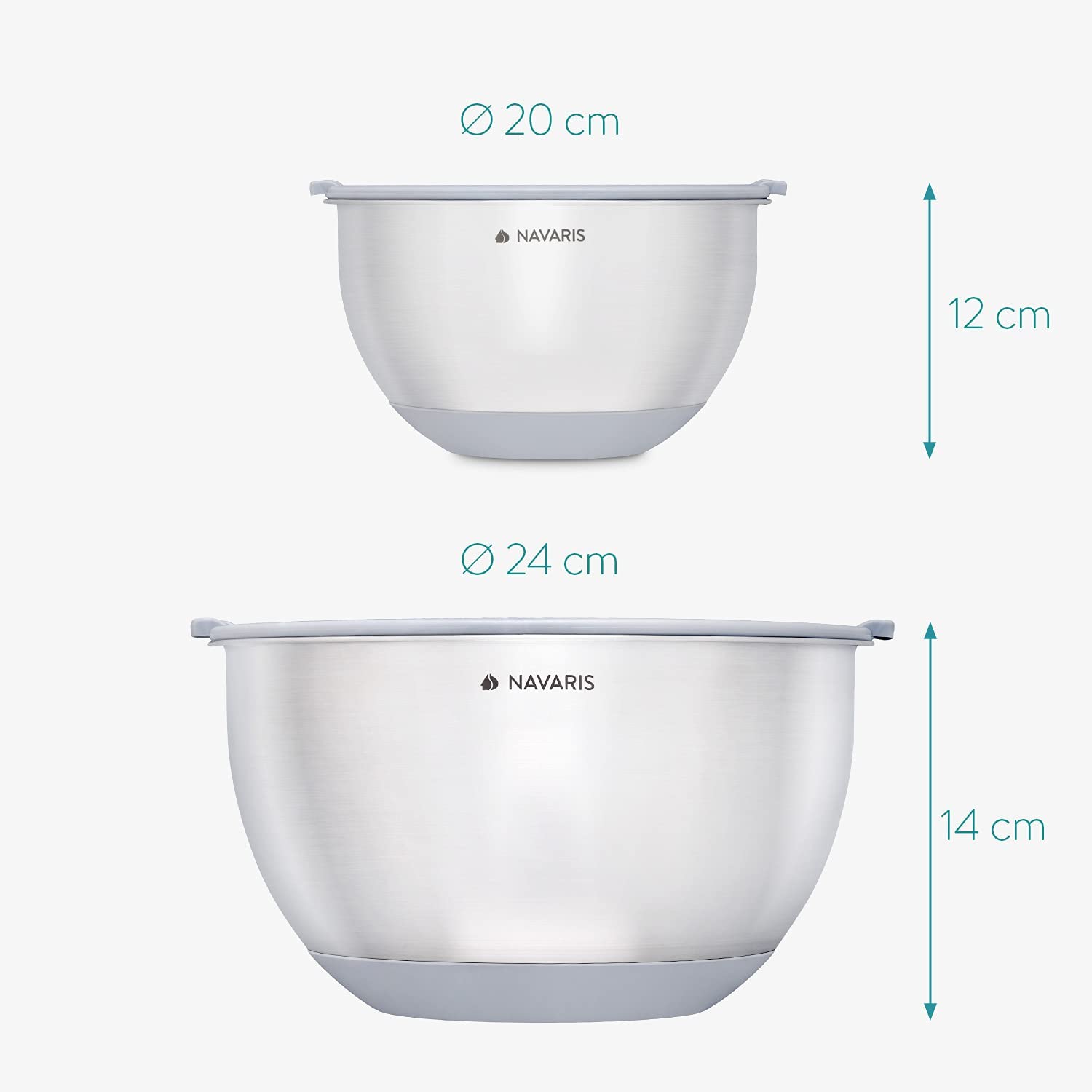 Navaris Σετ με 2 Μεταλλικά Δοχεία Φαγητού με καπάκι και 3 Τρίφτες - Grey - 49210.02.22