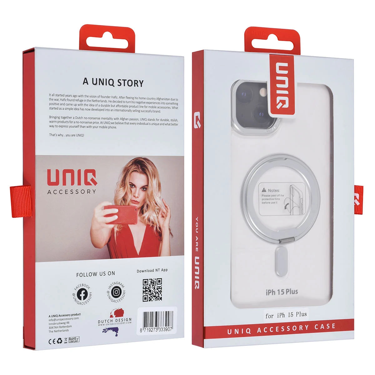 Tuniq iPhone 15 Plus / 14 Plus - Σκληρή MagSafe Θήκη με Περιστρεφόμενο Δαχτυλίδι Συγκράτησης - Διάφανη