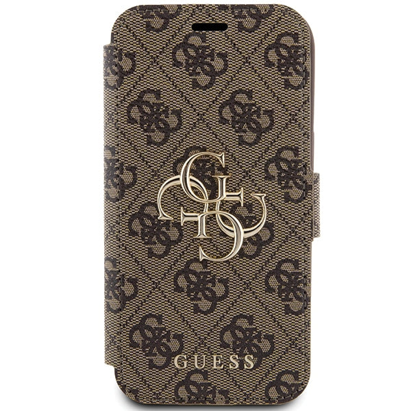 Guess iPhone 15 4G Big Metal Logo Θήκη Πορτοφόλι με Επένδυση Συνθετικού Δέρματος - Brown - GUBKP15S4GMGBR
