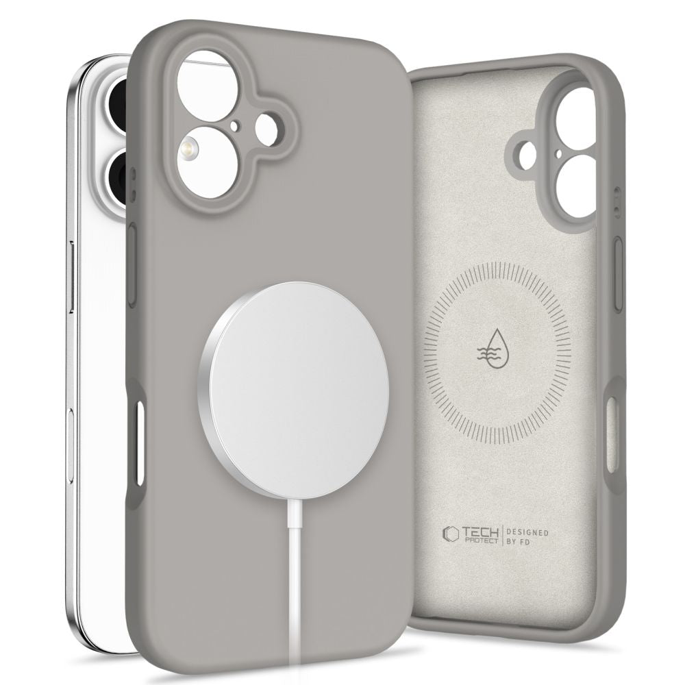 Tech-Protect iPhone 16 Liquid Silicone - MagSafe Θήκη Σιλικόνης TPU - Stone Grey