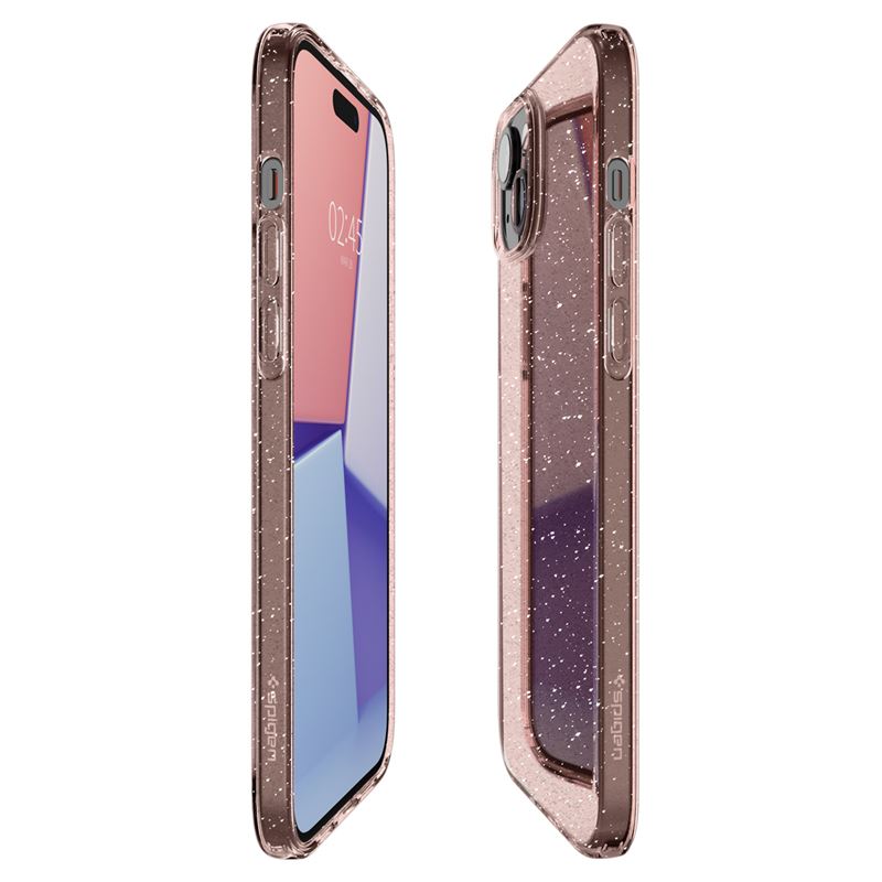 Spigen iPhone 15 Liquid Crystal Glitter Θήκη Σιλικόνης - Rose Quartz
