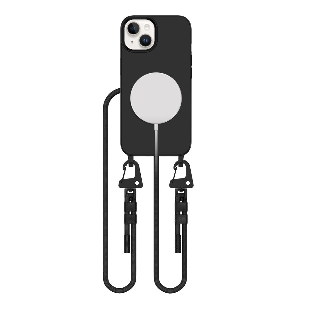 Tech-Protect iPhone 15 MagNecklace - MagSafe Θήκη Σιλικόνης TPU με Pυθμιζόμενο Αποσπώμενο Κορδόνι - Black