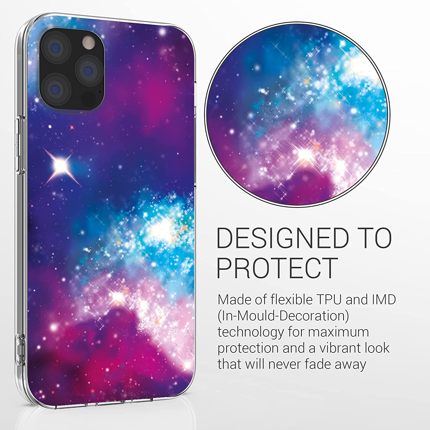 KW iPhone 12 / iPhone 12 Pro Θήκη Σιλικόνης TPU - Pink / Black / Space Multicoloured - 56113.01