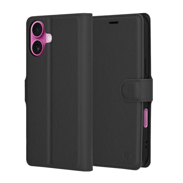 Techsuit iPhone 16 Plus - Leather Folio - Θήκη Πορτοφόλι από Δερματίνη με Stand - Black