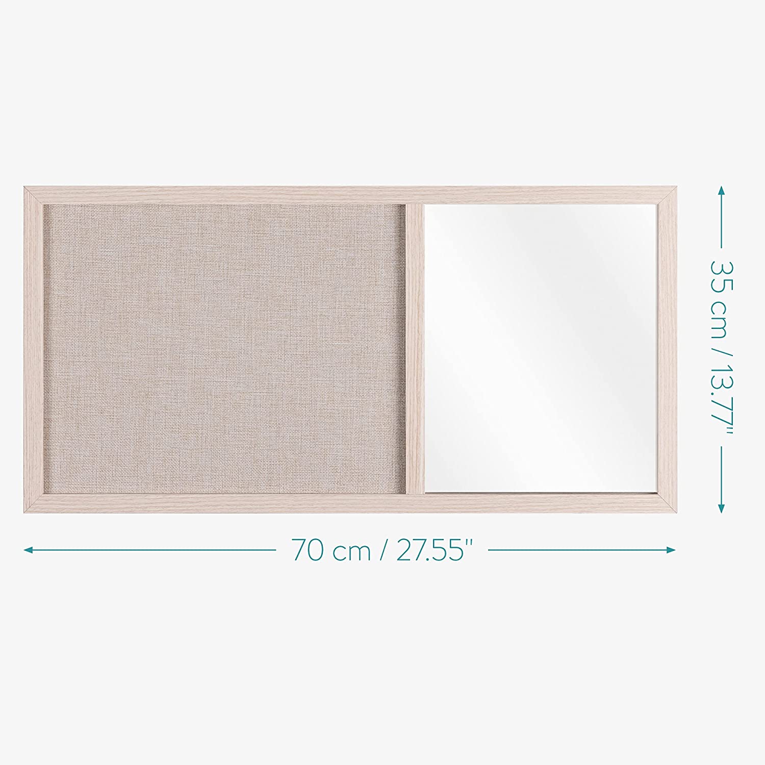 Navaris Πίνακας Ανακοινώσεων με Καθρέφτη και Πίνακα με Πινέζες - 70 x 35cm - Cream - 54652.2.16