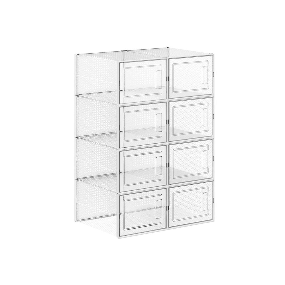 Songmics Σετ με 8 Κουτιά Αποθήκευσης Υποδημάτων - White / Διάφανα - LSP08MWT