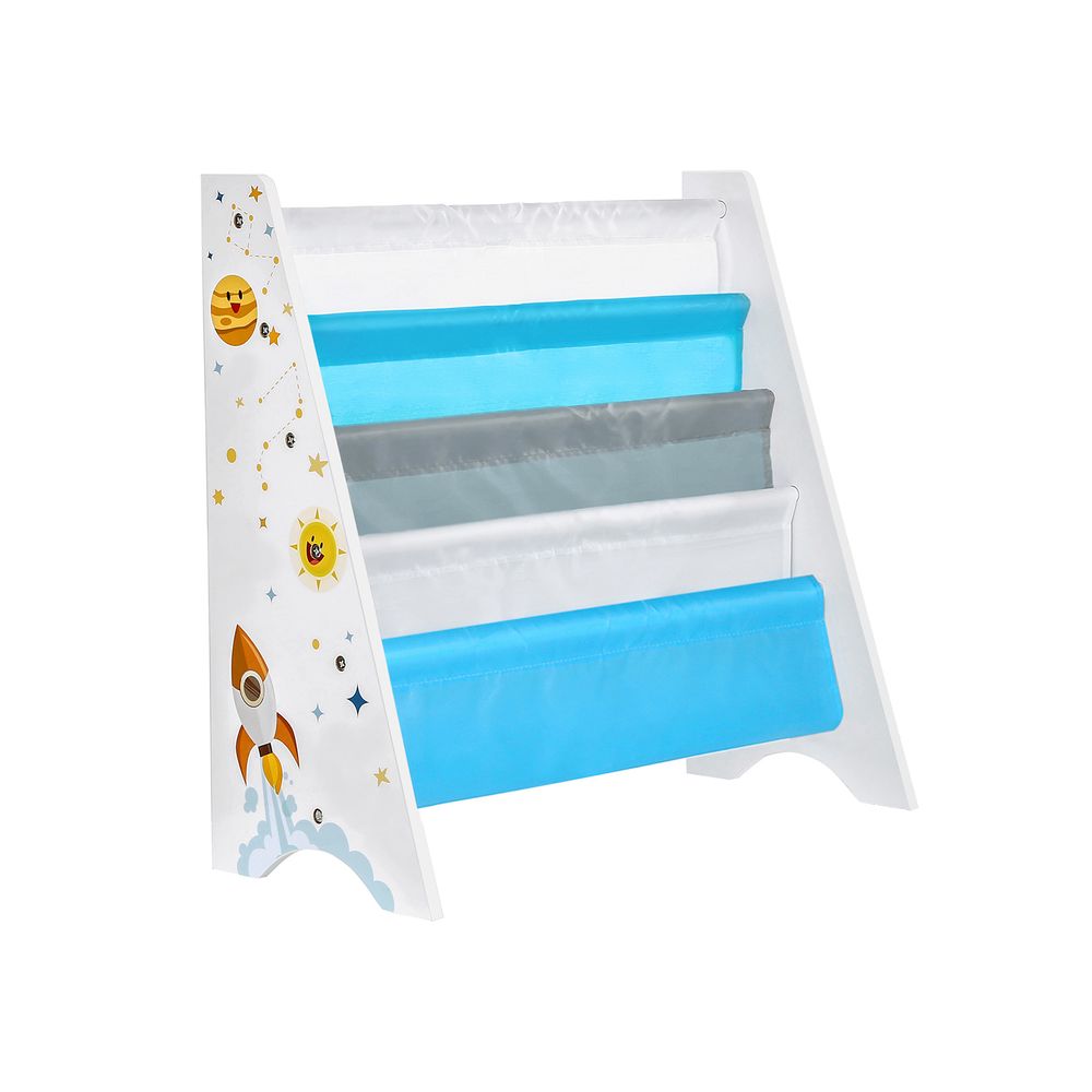 Songmics Παιδική Ραφιέρα για Βιβλία - 62.5 x 28 x 60 cm - Space - Saving Design - White / Blue / Grey - GKR72WT