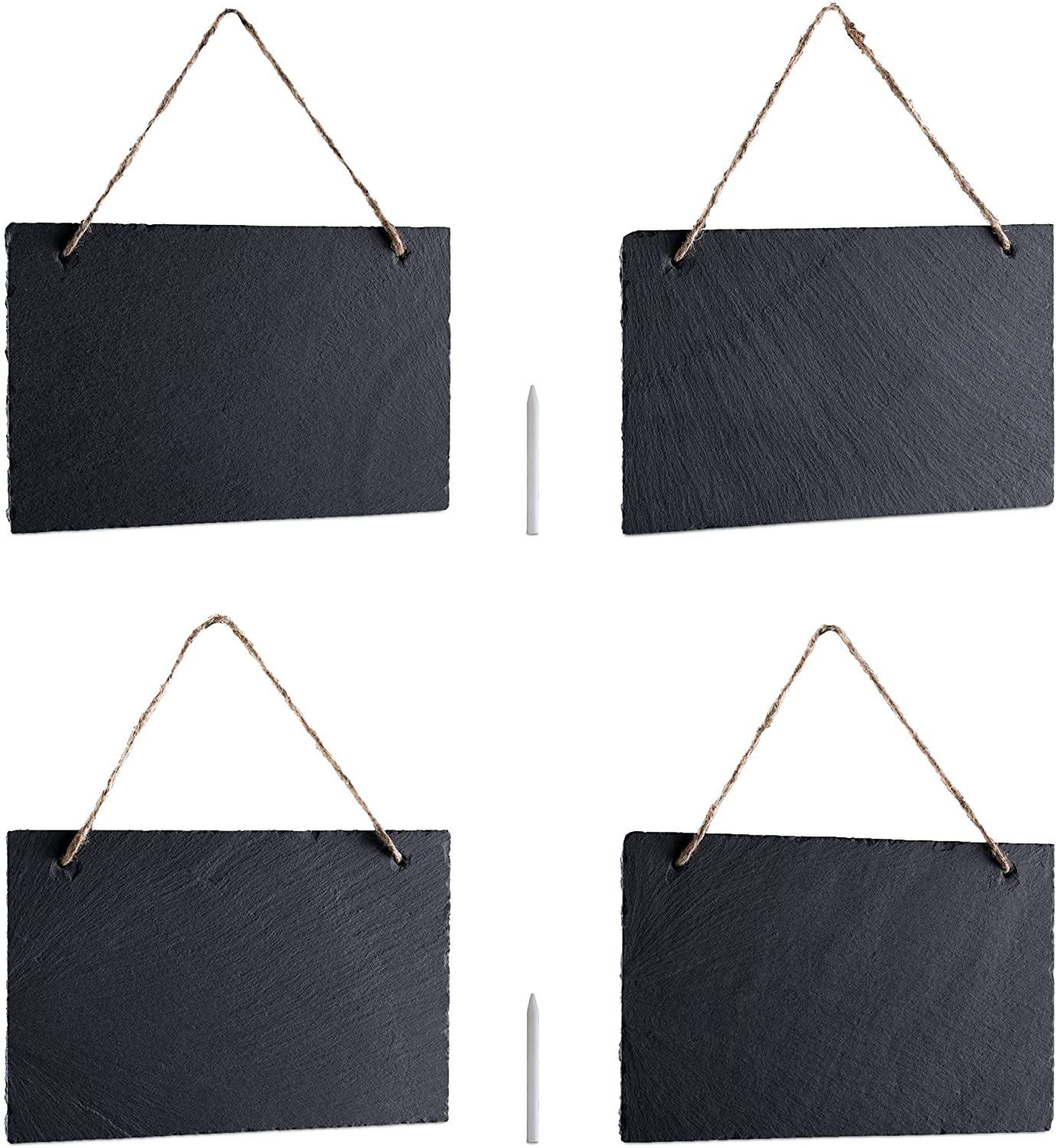 Navaris Σετ με 4 Κρεμαστούς Μαυροπίνακες από Σχιστόλιθο - 25 x 15cm - Black - 53849.01