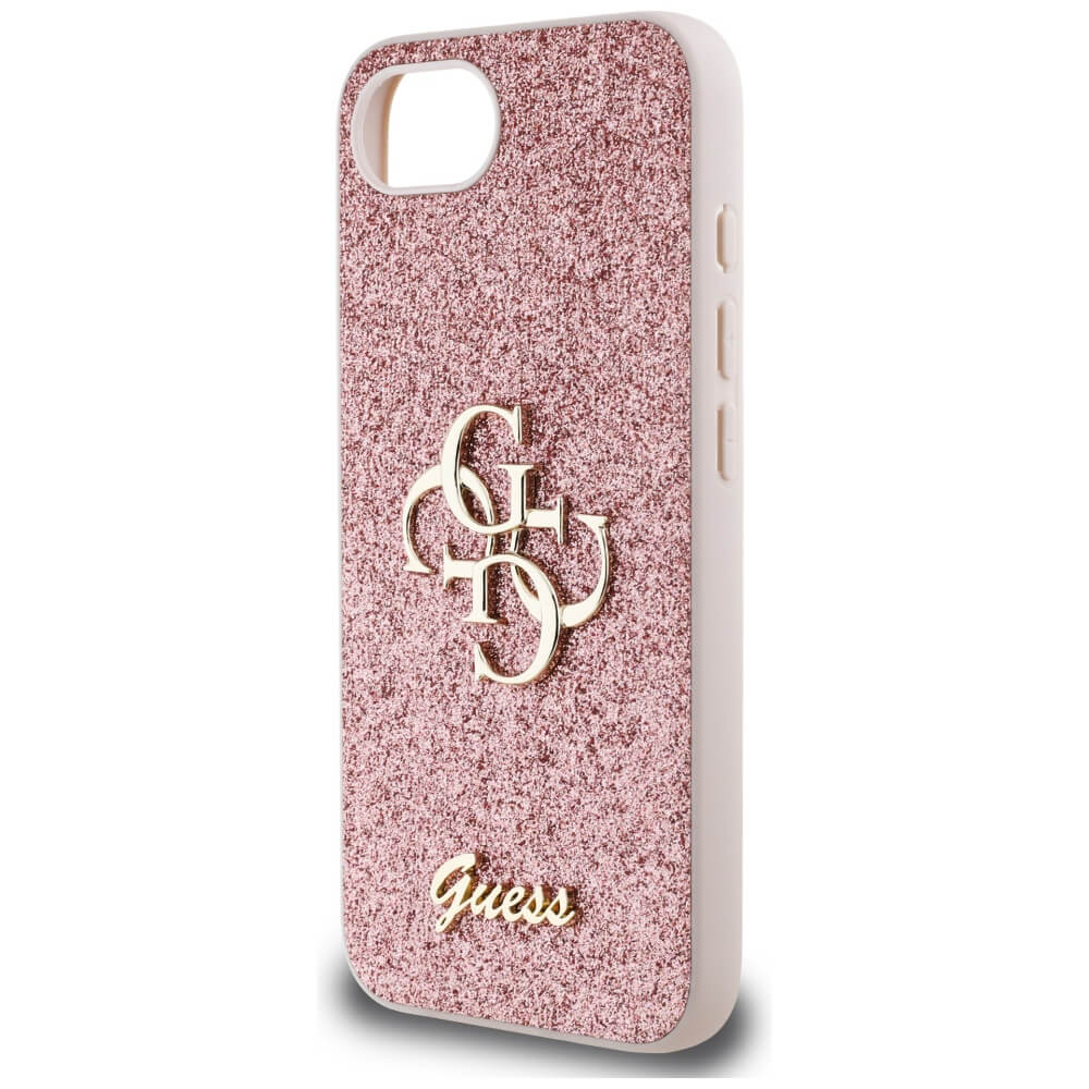 Guess iPhone 16e - Fixed Glitter Big 4G - Σκληρή Θήκη με Πλαίσιο Σιλικόνης - Pink - GUHCPSE4HG4SGP