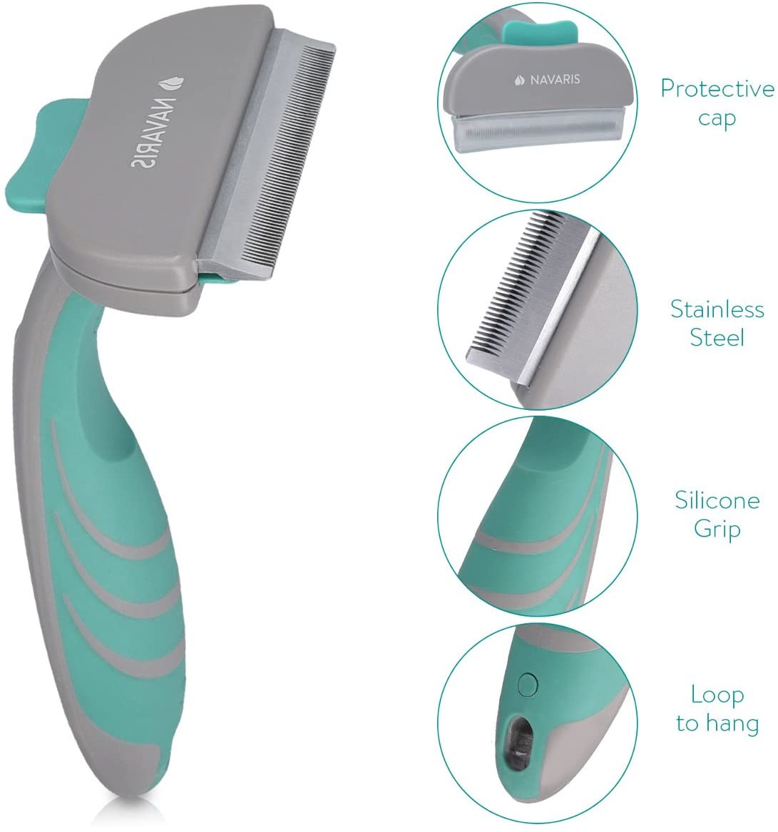 Navaris Χτένα για Κατοικίδια - Grey / Turquoise - 44331