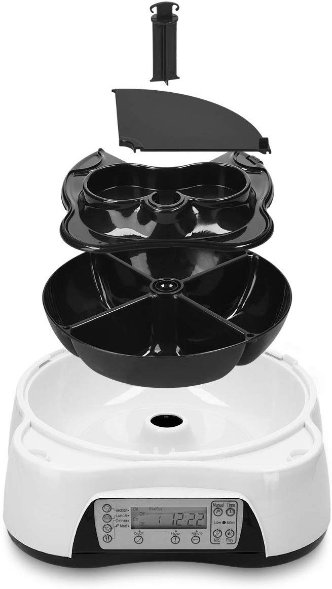 Navaris Automatic Food and Water Dispenser - Αυτόματη Ταΐστρα Φαγητού και Νερού με Χρονοδιακόπτη για Κατοικίδιο - 1.6L - White / Black - 44769.04