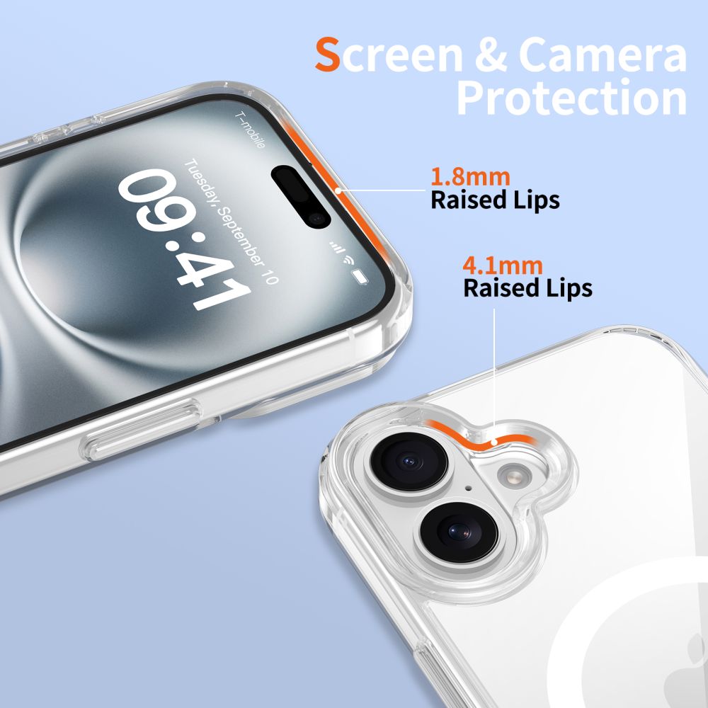 Tech-Protect iPhone 16 Flexair Hybrid CC MagSafe Σκληρή Θήκη με Πλαίσιο Σιλικόνης και MagSafe - Διάφανη