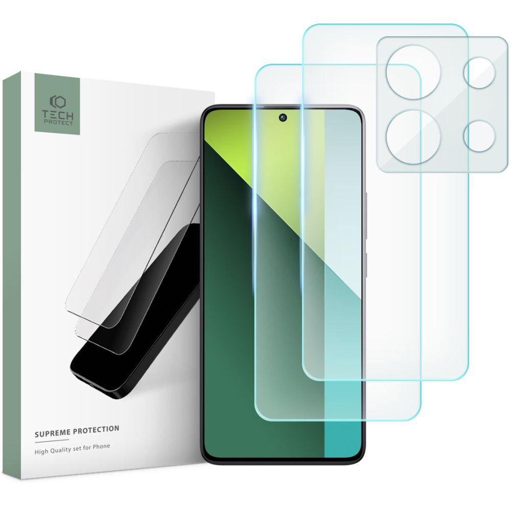 Tech-Protect Xiaomi Redmi Note 13 Pro 5G / Poco X6 5G Supreme Set - Σετ με 2 Tempered Glass Αντιχαρακτικά Γυαλιά Οθόνης και 1 Αντιχαρακτικό Γυαλί για την Κάμερα - Διάφανα