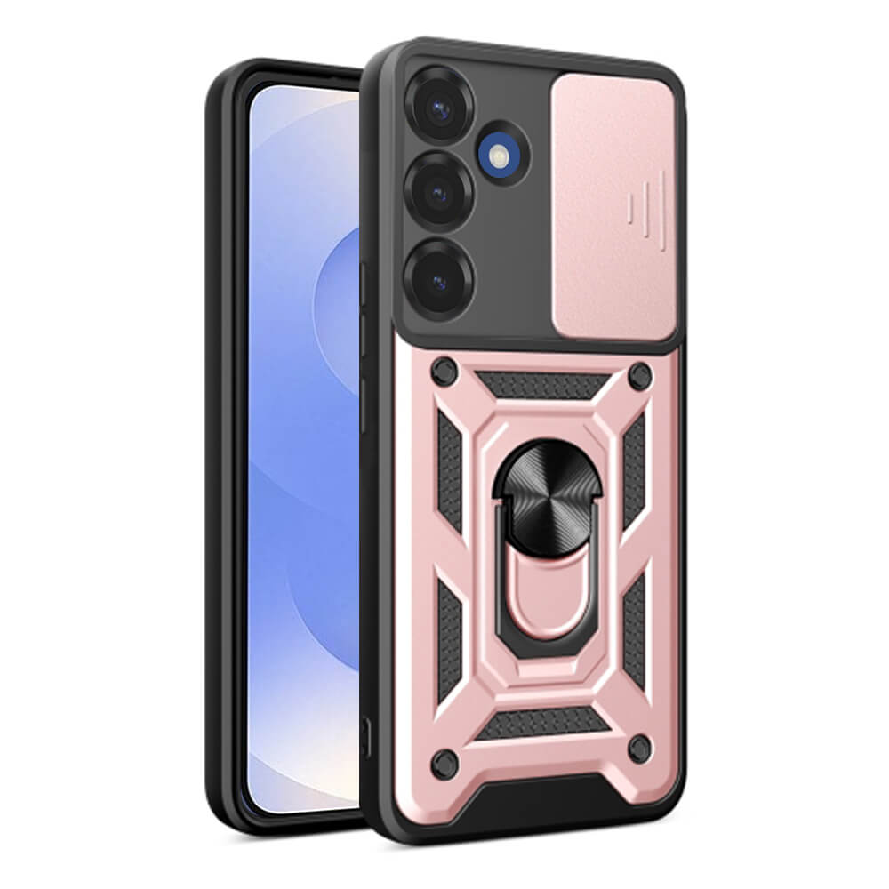 Techsuit Samsung Galaxy S25 - CamShield - Σκληρή Θήκη με Προστασία Καμερών και Δαχτυλίδι Συγκράτησης - Rose Gold