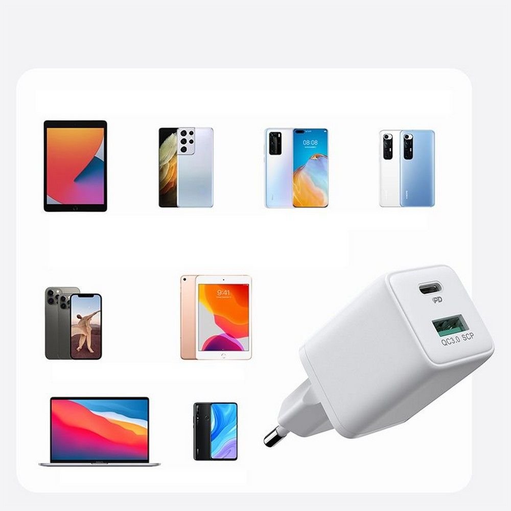 Joyroom L - QP303 Οικιακός Φορτιστής Γρήγορης Φόρτισης USB και Type - C QC 3.0 PD 30W - White