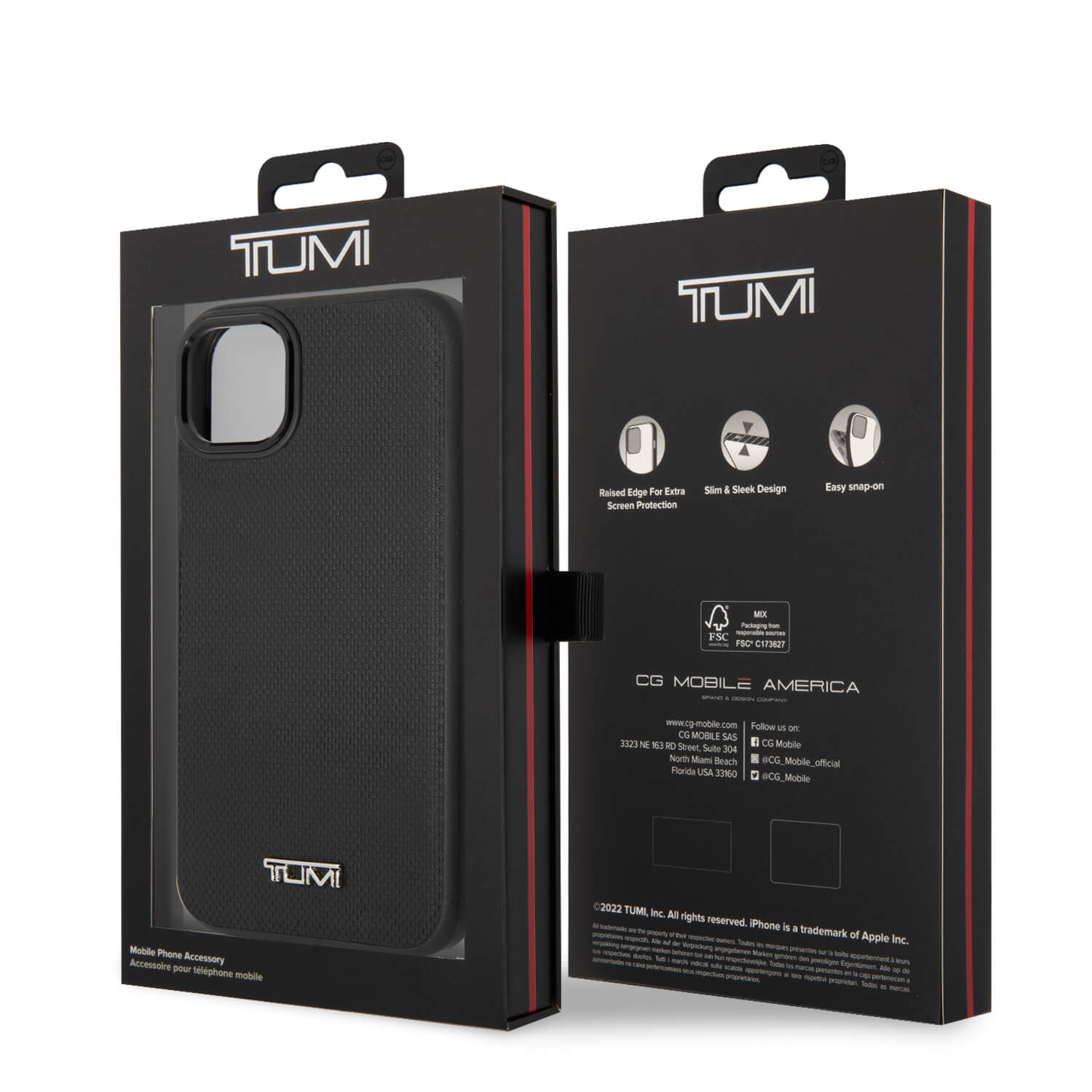 Tumi iPhone 15 / 14 / 13 Leather Balistic Pattern MagSafe Θήκη από Γνήσιο Δέρμα με MagSafe - Black