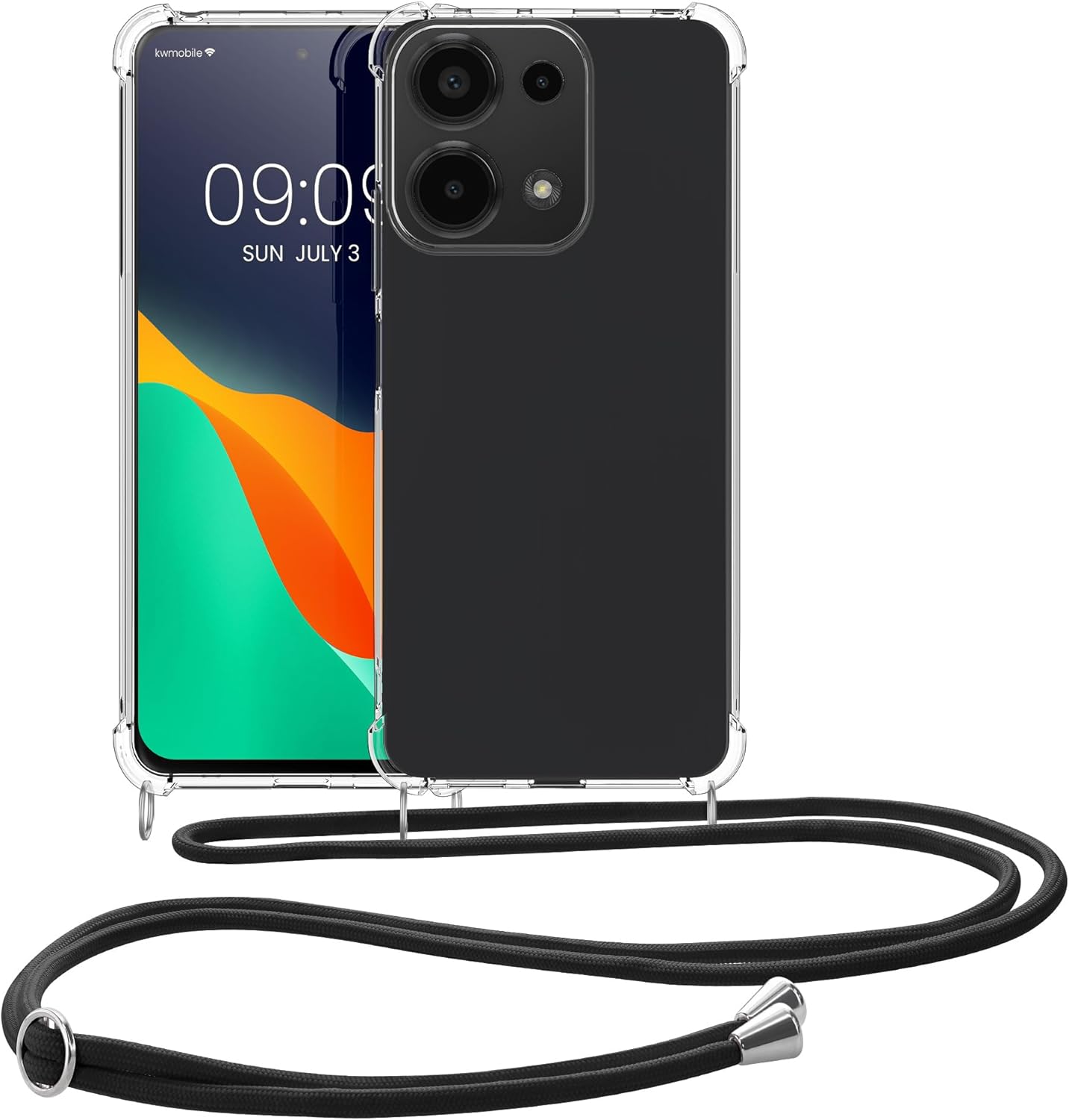 KW Xiaomi Redmi Note 13 Pro 4G Θήκη Σιλικόνης TPU με Λουράκι - Διάφανη / Black