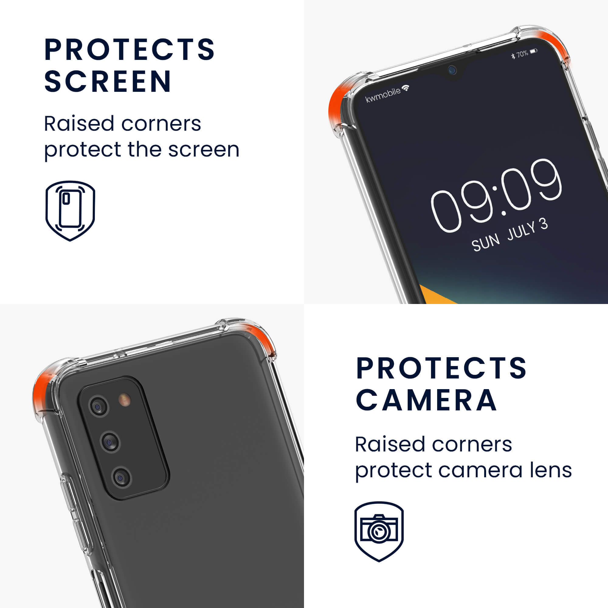 KW Samsung Galaxy A03s Θήκη Σιλικόνης TPU με Λουράκι - Διάφανη / Black - 57726.03