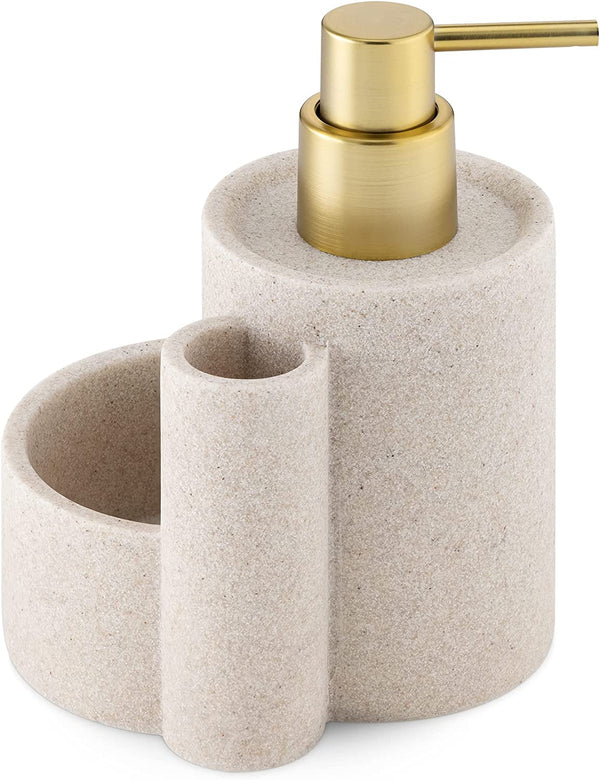 Navaris Διανομέας Σαπουνιού με 2 Θήκες - Beige / Brass - 55871.02 - likebrands.gr