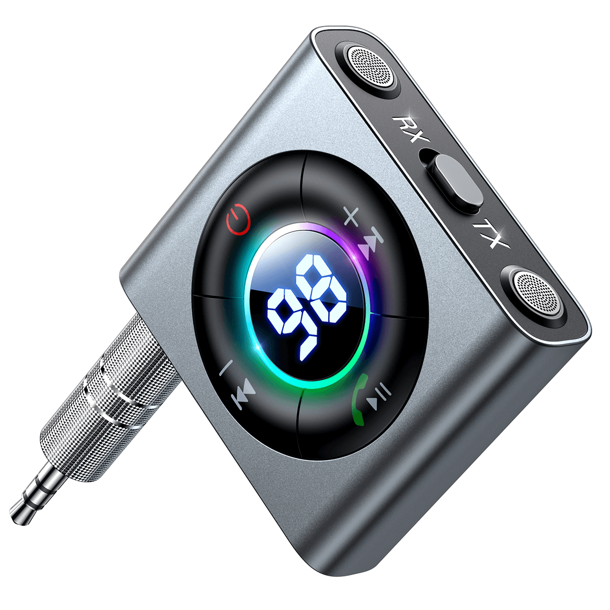 Joyroom JR-CB2 Bluetooth 5.3 AUX Transmitter για Αναπαραγωγή Μουσικής / Κλήσεις στο Αυτοκίνητο - Grey