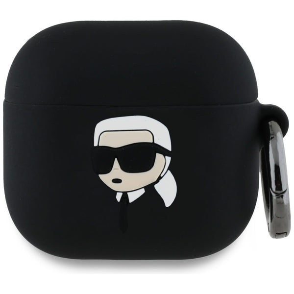 Karl Lagerfeld AirPods 4 Θήκη Σιλικόνης - Silicone Karl Head 3D - Black - likebrands.gr