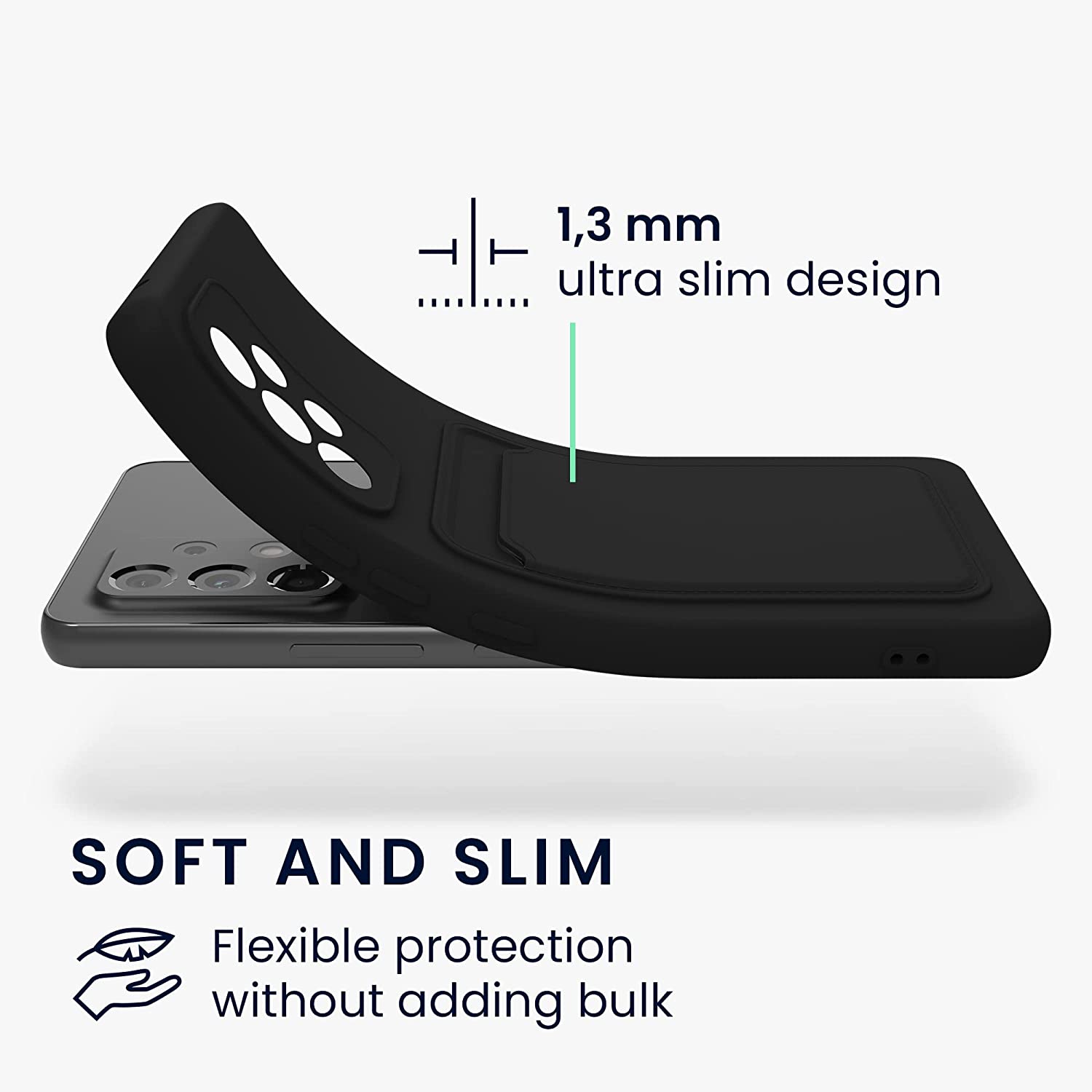 KW Samsung Galaxy A53 5G Θήκη Σιλικόνης TPU με Υποδοχή για Κάρτα - Black - 58146.01