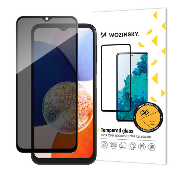 Wozinsky Samsung Galaxy A14 5G 9H Anti-Spy Full Screen Full Glue Tempered Glass Αντιχαρακτικό Γυαλί Οθόνης - Black