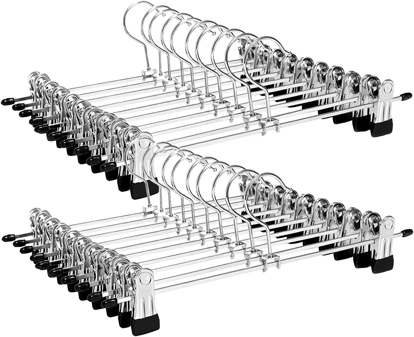 Songmics Σετ με 20 Μεταλλικές Κρεμάστρες Παντελονιών - Silver / Black - CRI003-20