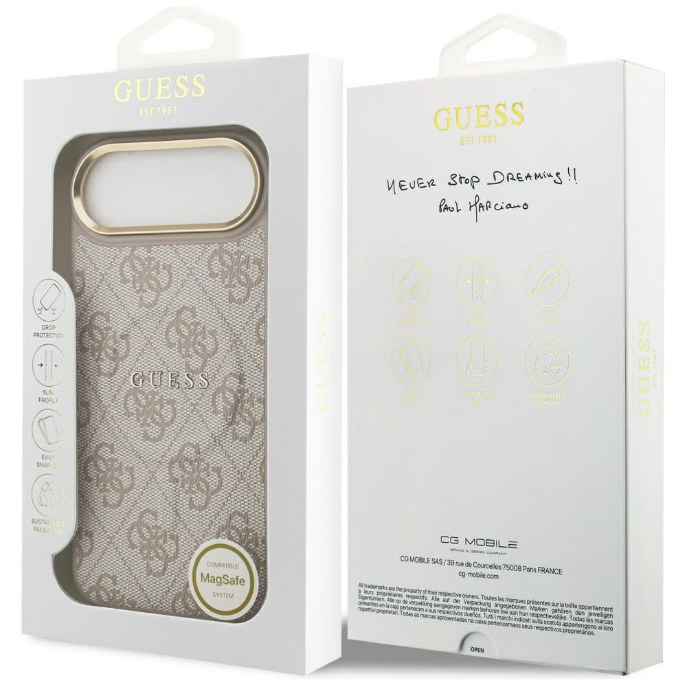 Guess iPhone Air - 4G PU Classic Logo MagSafe - Σκληρή Θήκη με Πλαίσιο Σιλικόνης και Επένδυση Οικολογικού Δέρματος - Pink - GUHMP17MP4MSEGCP