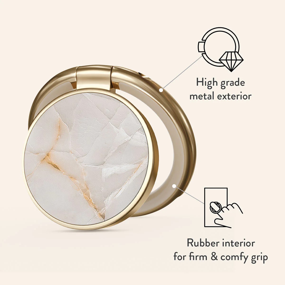 Burga Ring Holder - Δαχτυλίδι Συγκράτησης Κινητού - Βάση Στήριξης - Gold - Vanilla Sand