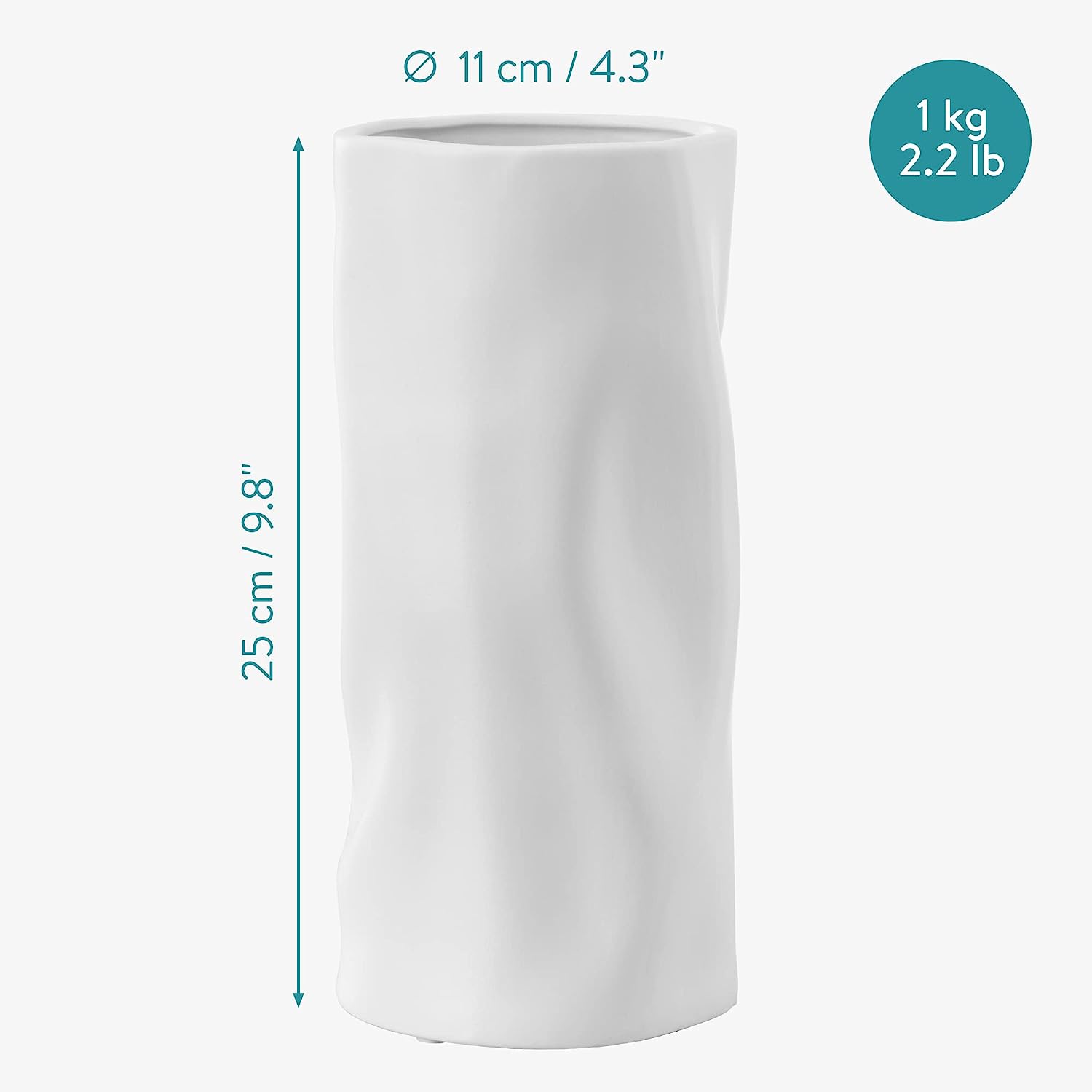 Navaris Διακοσμητικό Βάζο - 25 x 11 cm - ‎Beige - 60682.01