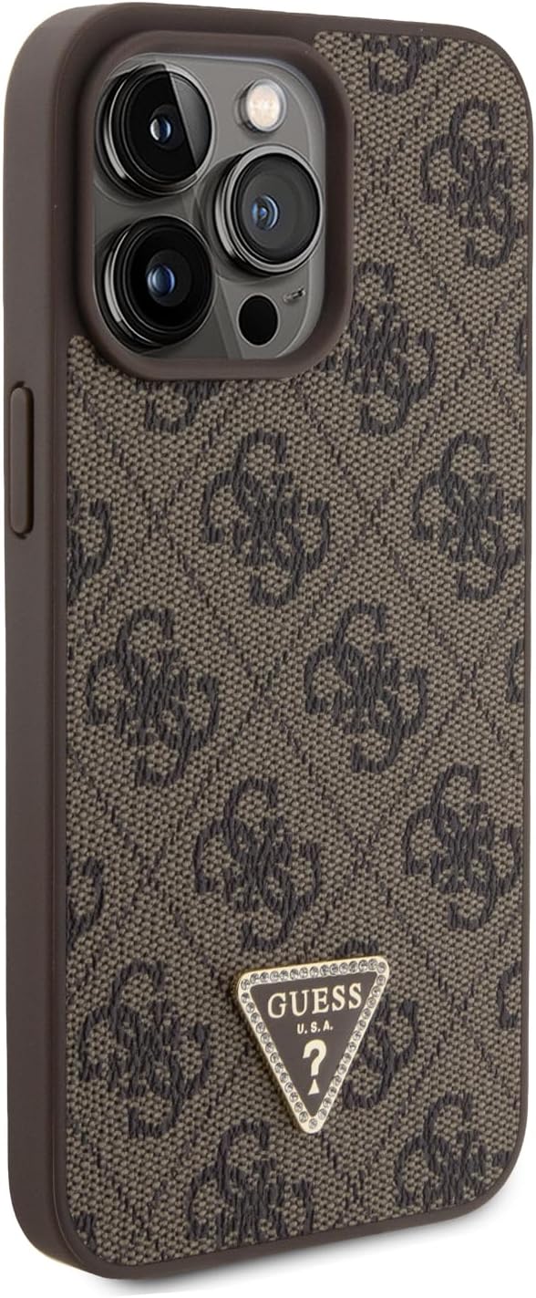 Guess iPhone 15 Pro Max - Crossbody 4G Metal Logo Θήκη με Επένδυση Συνθετικού Δέρματος και Λουράκι - Brown - GUHCP15XP4TDSCPW