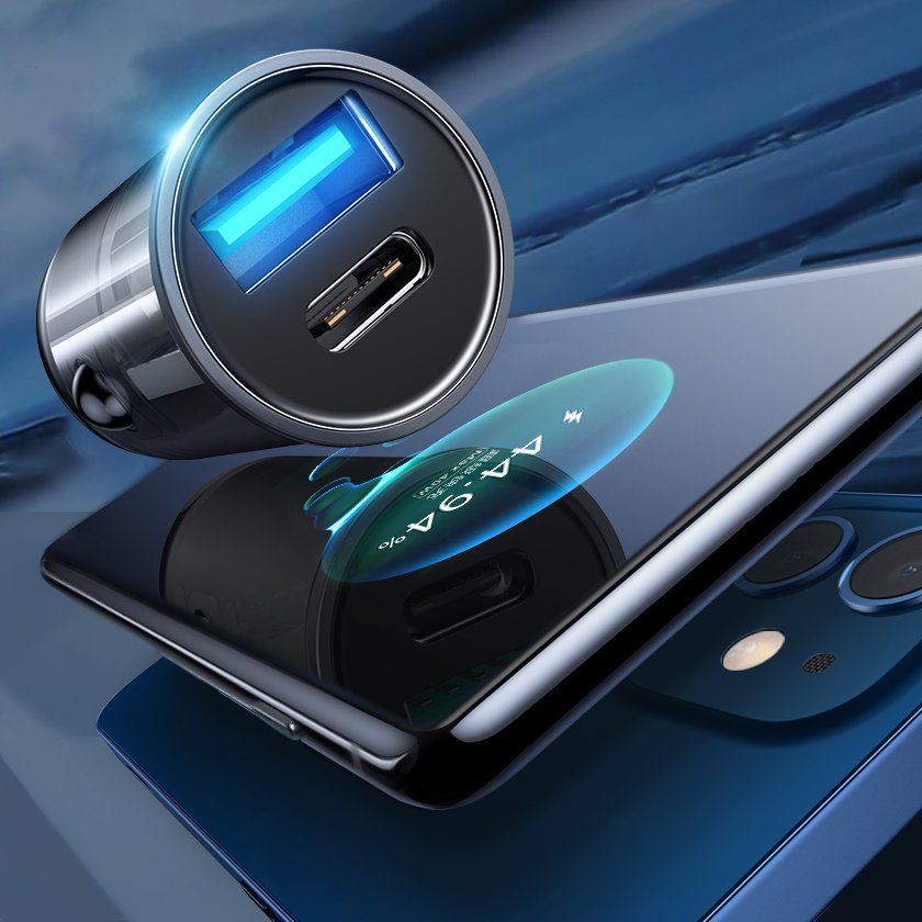 Joyroom C-A43 Φορτιστής Αυτοκινήτου Γρήγορης Φόρτισης με 1 Θύρα USB και 1 Θύρα Type-C 3A PD 20W QC 3.0 - Grey