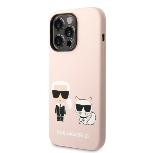 Karl Lagerfeld iPhone 14 Pro Liquid Silicone Karl and Choupette Θήκη Σιλικόνης με MagSafe - Light Pink - KLHMP14LSSKCI
