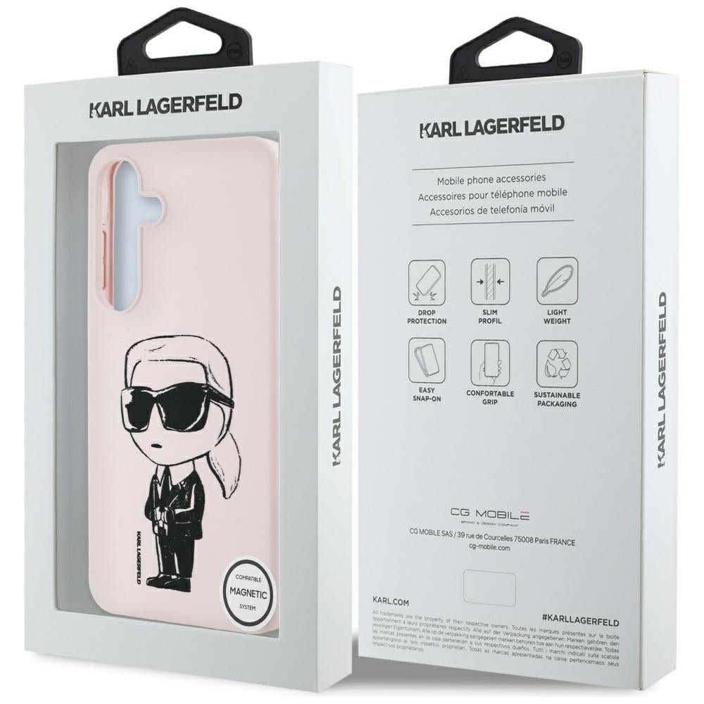 Karl Lagerfeld Samsung Galaxy S25 - Silicone Graffiti Ikonik Printed Logo - Σκληρή Θήκη Σιλικόνης με MagSafe - Pink - KLHMS25SPNYKGRTP