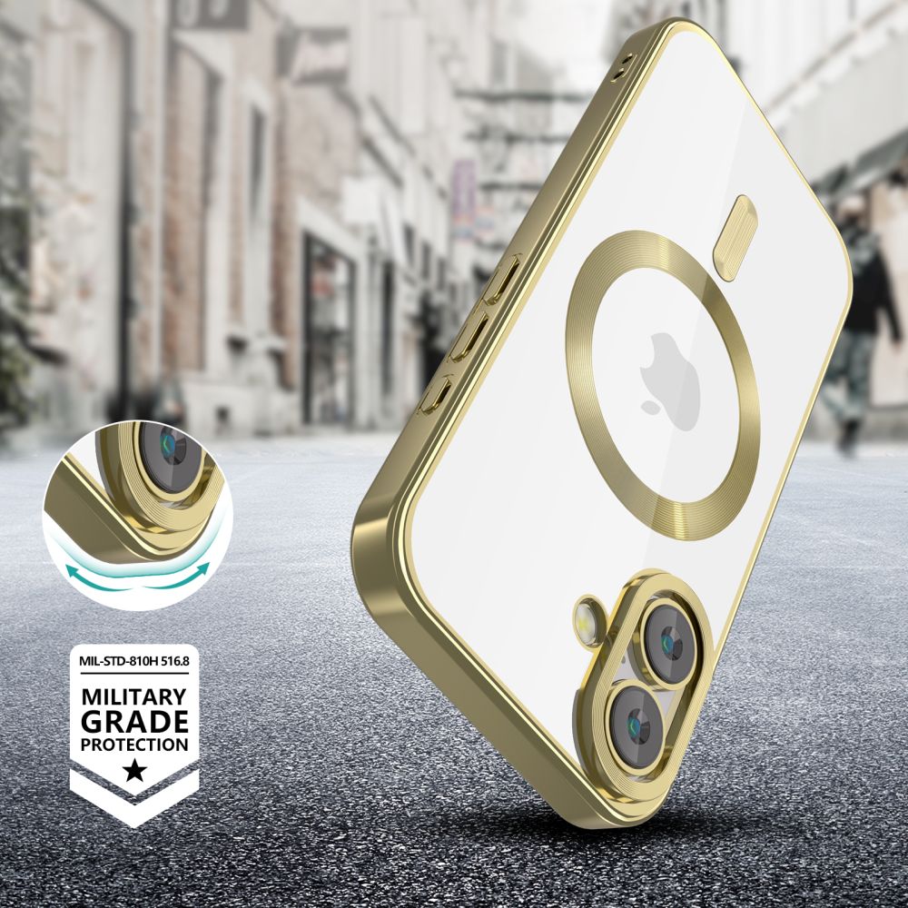 Tech-Protect iPhone 16 MagFlex Θήκη Σιλικόνης TPU με MagSafe - Διάφανη / Satin Gold