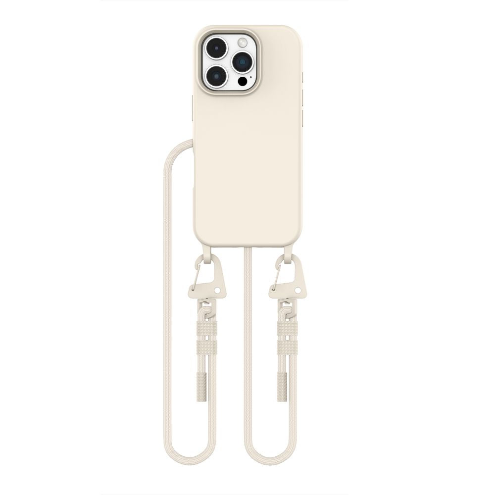 Tech-Protect iPhone 16 Pro Max MagNecklace - MagSafe Θήκη Σιλικόνης TPU με Pυθμιζόμενο Αποσπώμενο Κορδόνι - Latte