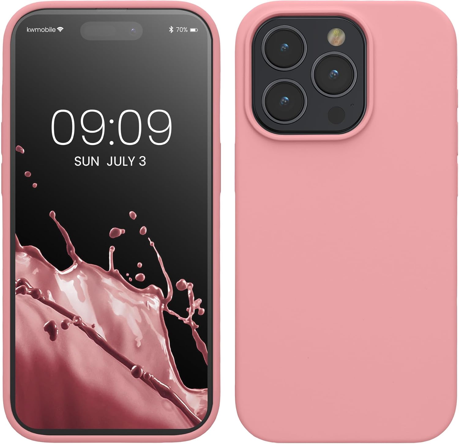 KW iPhone 15 Pro Θήκη Σιλικόνης Rubberized TPU - Light Pink