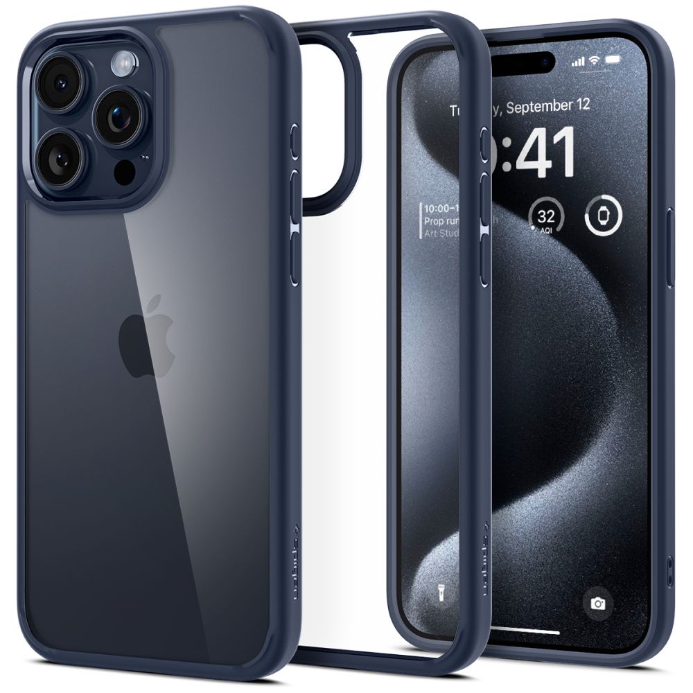 Spigen iPhone 15 Pro Ultra Hybrid Σκληρή Θήκη με Πλαίσιο Σιλικόνης - Navy Blue