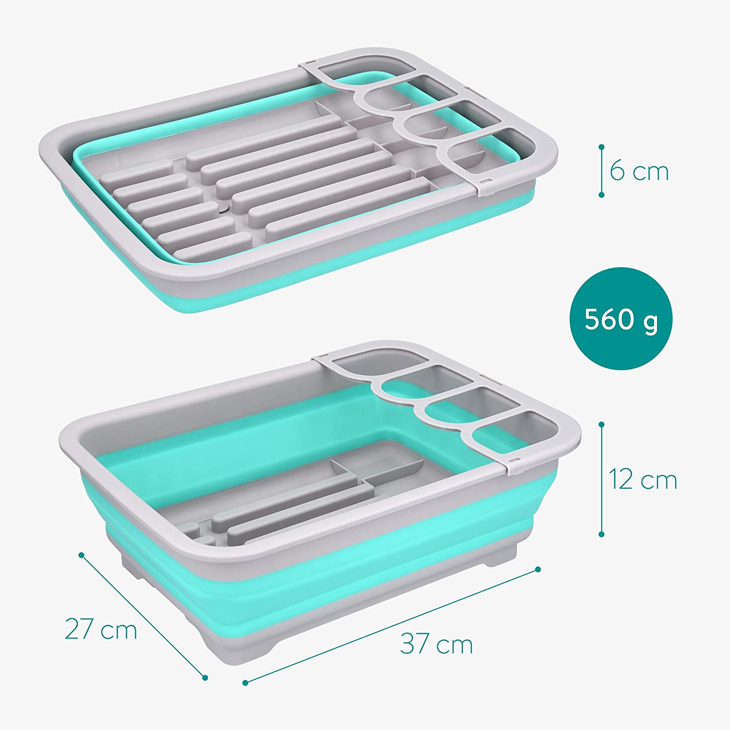 Navaris Στεγνωτήριο Πιάτων - Μαχαιροπίρουνων - Grey / Green - 37 x 27 x12 cm - 52539.01