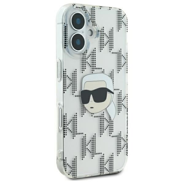 Karl Lagerfeld iPhone 16 - IML Karl Head Electroplated Σκληρή Θήκη με Πλαίσιο Σιλικόνης - Διάφανη - KLHCP16SHKLPKHT