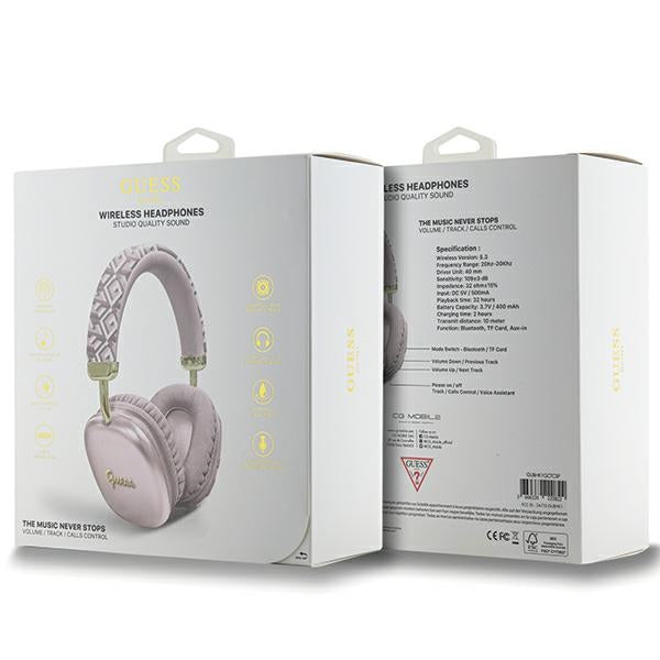 Guess Over-Ear Gcube Metallic Script Logo - Ασύρματα Bluetooth Ακουστικά - Pink