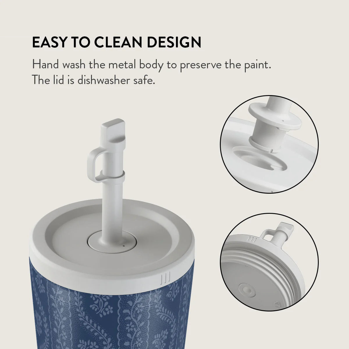 Burga Κούπα θερμός από Ανοξείδωτο Ατσάλι με καλαμάκι - 500ml - Denim Lover