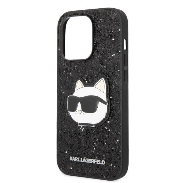 Karl Lagerfeld iPhone 14 Pro - Glitter Choupette Patch Σκληρή Θήκη με Πλαίσιο Σιλικόνης - Black - KLHCP14LG2CPK